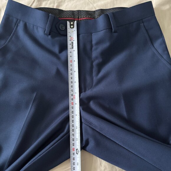 Navy Blue Slim-Fit Dress Trousers - Picture 5 of 11